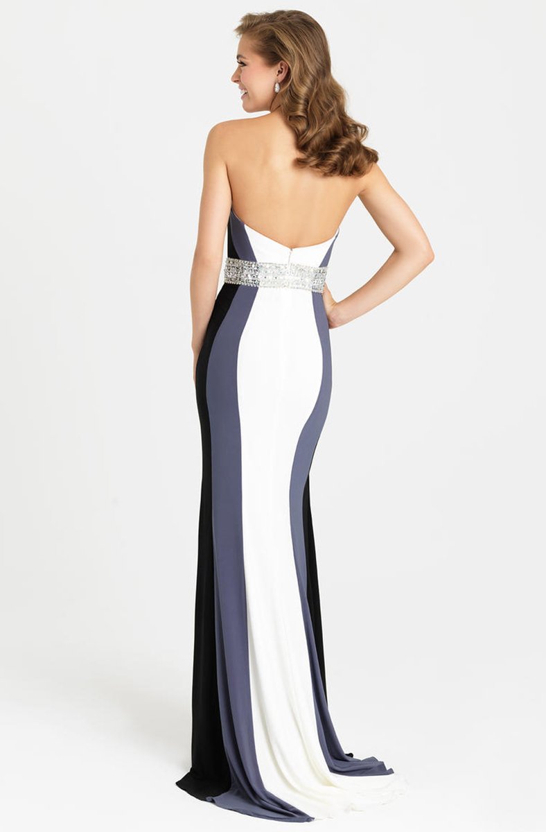 Madison James - 16-381 Strapless Colorblock Dress In White