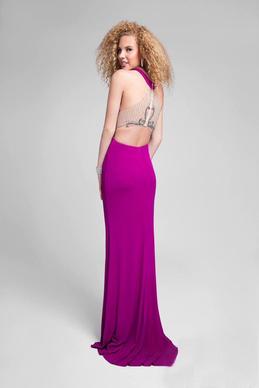 Terani Couture - Stylish Sleeveless Open Back Dress 1715P2977 in Purple