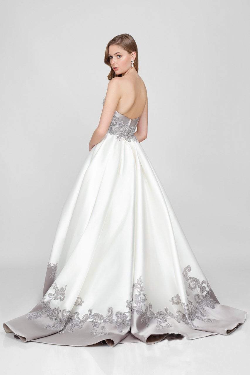 Terani Couture - Beaded Sweetheart A-line Gown 1721E4122 In Gray and Silver