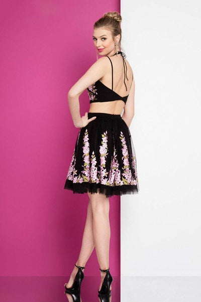 Terani Couture - 1721H4513 Two Piece Floral A-line Dress in Black and Purple