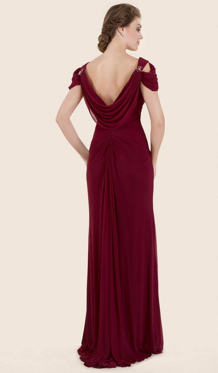 Rina Di Montella - RD1748 Cold Shouder Stretch English Net Gown in Red