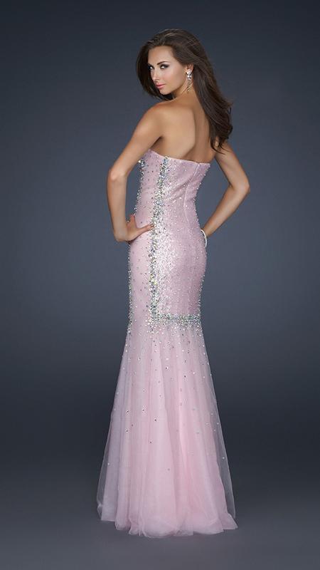 La Femme - Iridescent Tulle Strapless Sweetheart Mermaid Gown 17729 In Pink