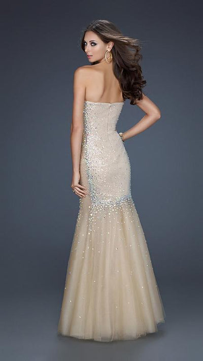 La Femme - Iridescent Tulle Strapless Sweetheart Mermaid Gown 17729 In Neutral