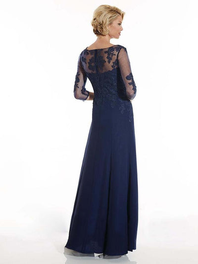 Christina Wu Elegance - 17754SC Floral Lace V-neck A-Line Dress