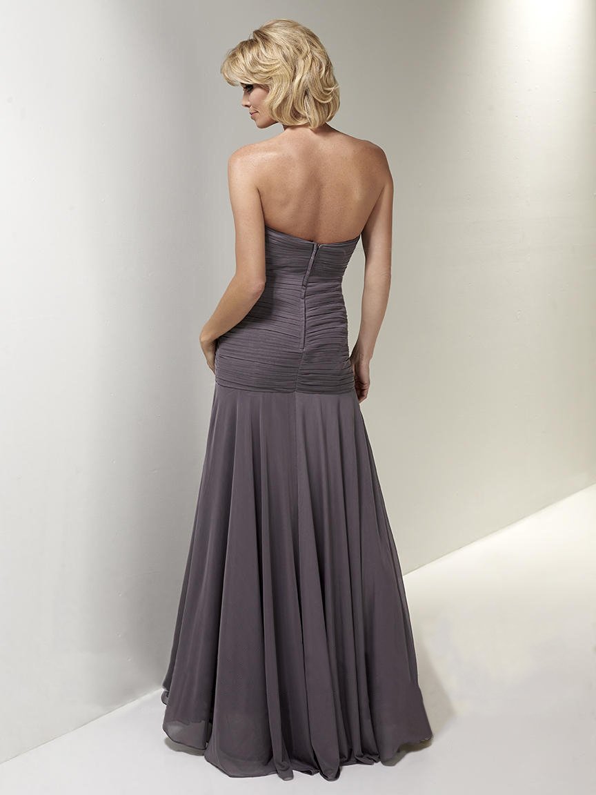 Christina Wu Elegance - 17784 Pleated Strapless Bodice A-Line Dress with Lace Jacket In Gray
