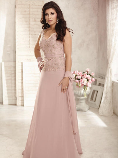 Christina Wu Elegance - 17796 Beaded Lace Scalloped Vneck Chiffon Gown Special Occasion Dress