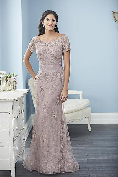 Christina Wu Elegance - 17831 Beaded Short Sleeves Ruched Dress in Pink