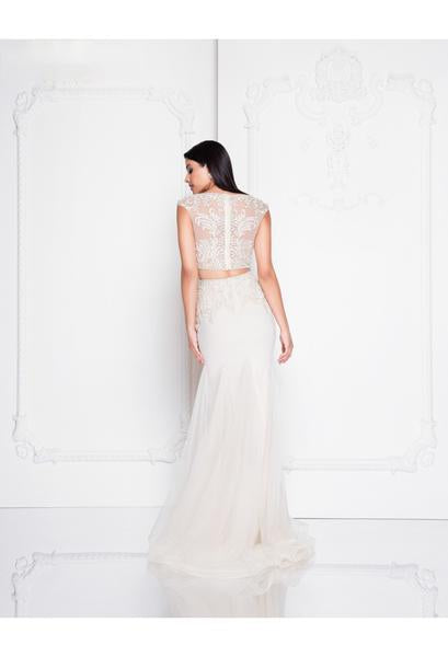 Terani Couture - 1811P5707 Two Piece Embroidered Jersey Trumpet Dress In Nude