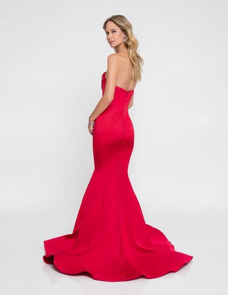 Terani Couture - 1812P5386 Drape Paneled Mermaid Gown In Red
