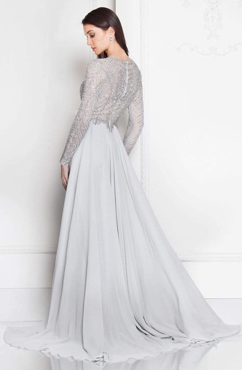 Terani Couture - 1813M6703 Shimmering Long Sleeve Evening Gown Evening Dresses