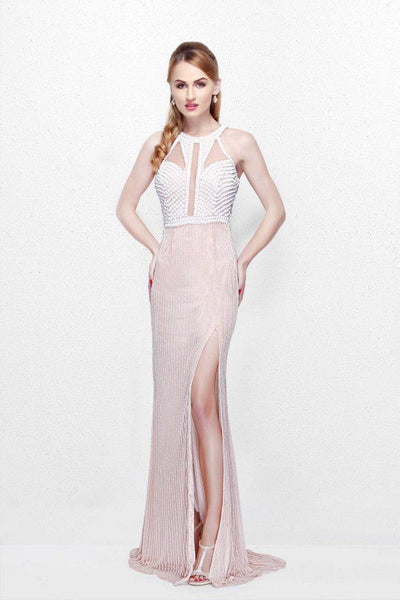 Primavera Couture - Long Fitted Halter Dress 1816 in Pink