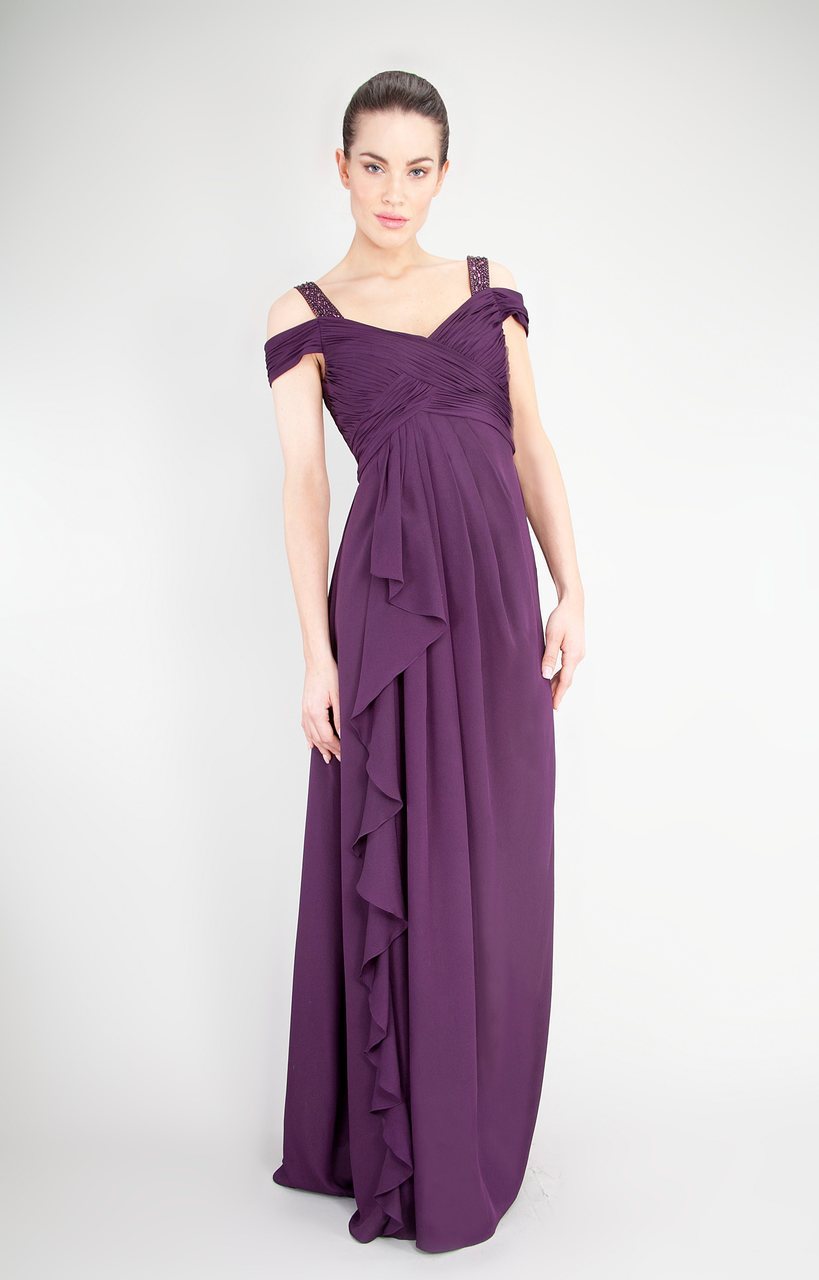 Decode 1.8 - 181709 Ruched Off-Shoulder Evening Dress in Purple