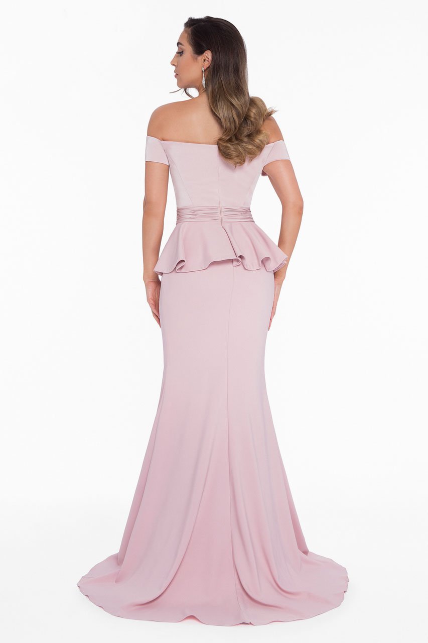 Terani Couture - 1821E7126 Sweetheart Peplum Detailed Trumpet Dress in Pink