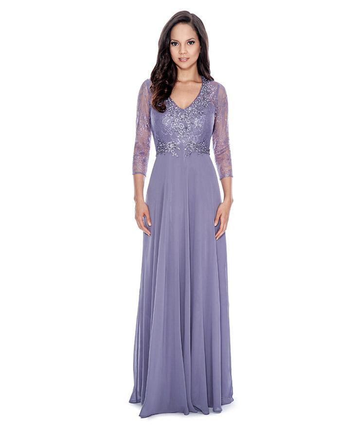 Decode 1.8 - Embellished V-Neck Chiffon A-line Dress 182581 in Purple