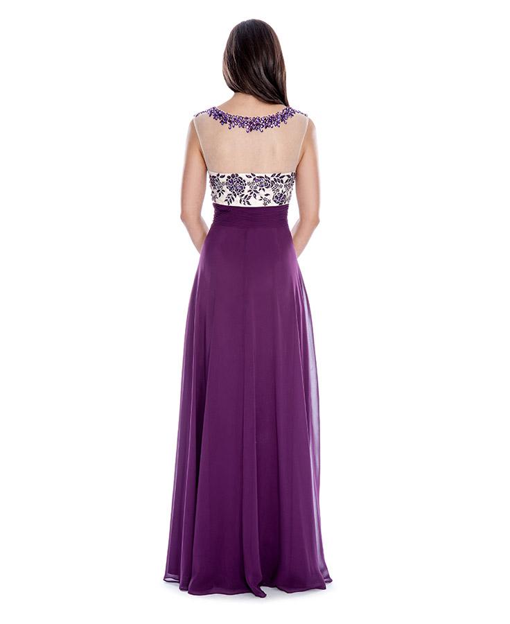Decode 1.8 - Bejeweled Illusion Neckline Dress 182781 in Purple