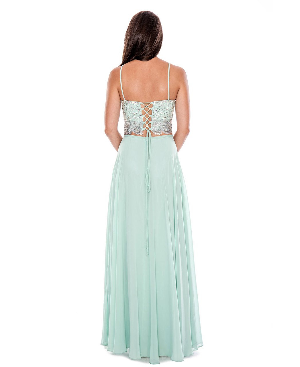 Decode 1.8 - Two-Piece Embellished Halter Neck Dress 182942 in Green