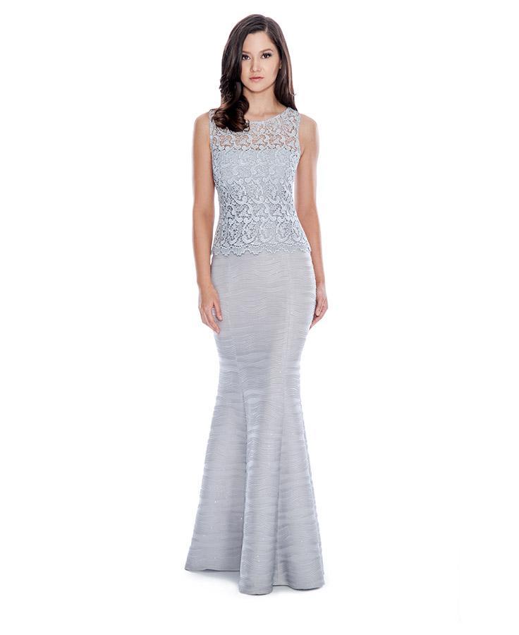 Decode 1.8 - Textured Trumpet Gown 183080 in Silver and Gray