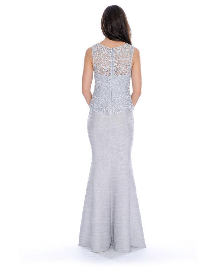 Decode 1.8 - Textured Trumpet Gown 183080 in Silver and Gray