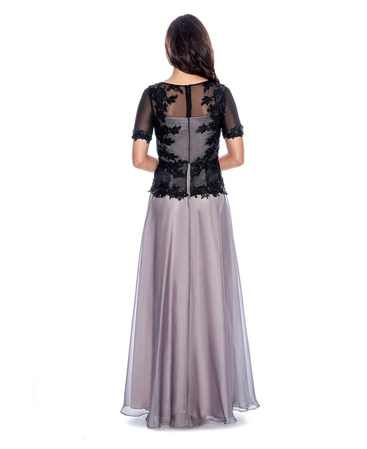 Decode 1.8 - Applique Peplum Gown 183149 in Black and Gray