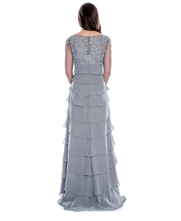 Decode 1.8 - Applique Tiered Chiffon Dress 183184 in Silver