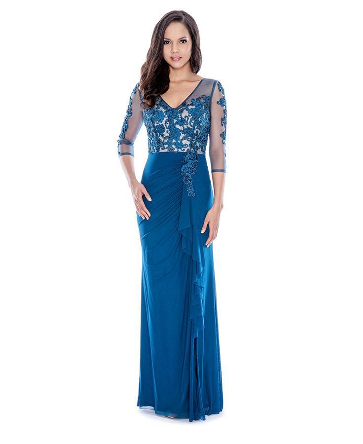 Decode 1.8 - Lace Applique Draped Gown 183186 in Blue