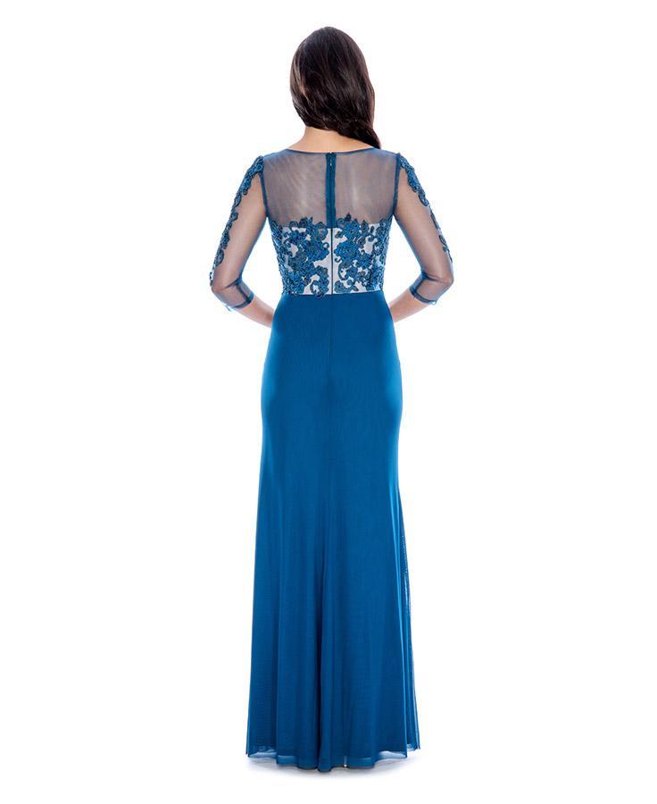 Decode 1.8 - Lace Applique Draped Gown 183186 in Blue