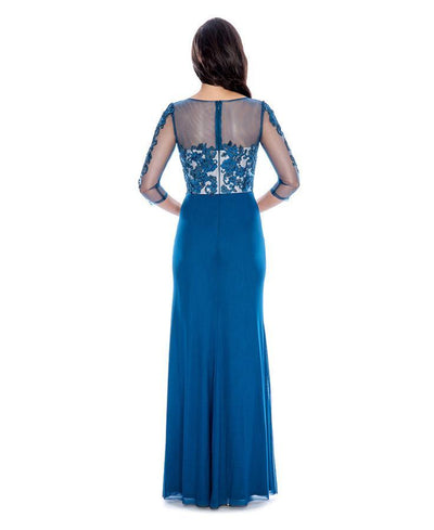 Decode 1.8 - Lace Applique Draped Gown 183186 in Blue