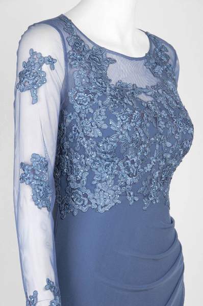 Decode 1.8 - Jersey Knit Dress with Floral Lace Applique 183577 In Blue