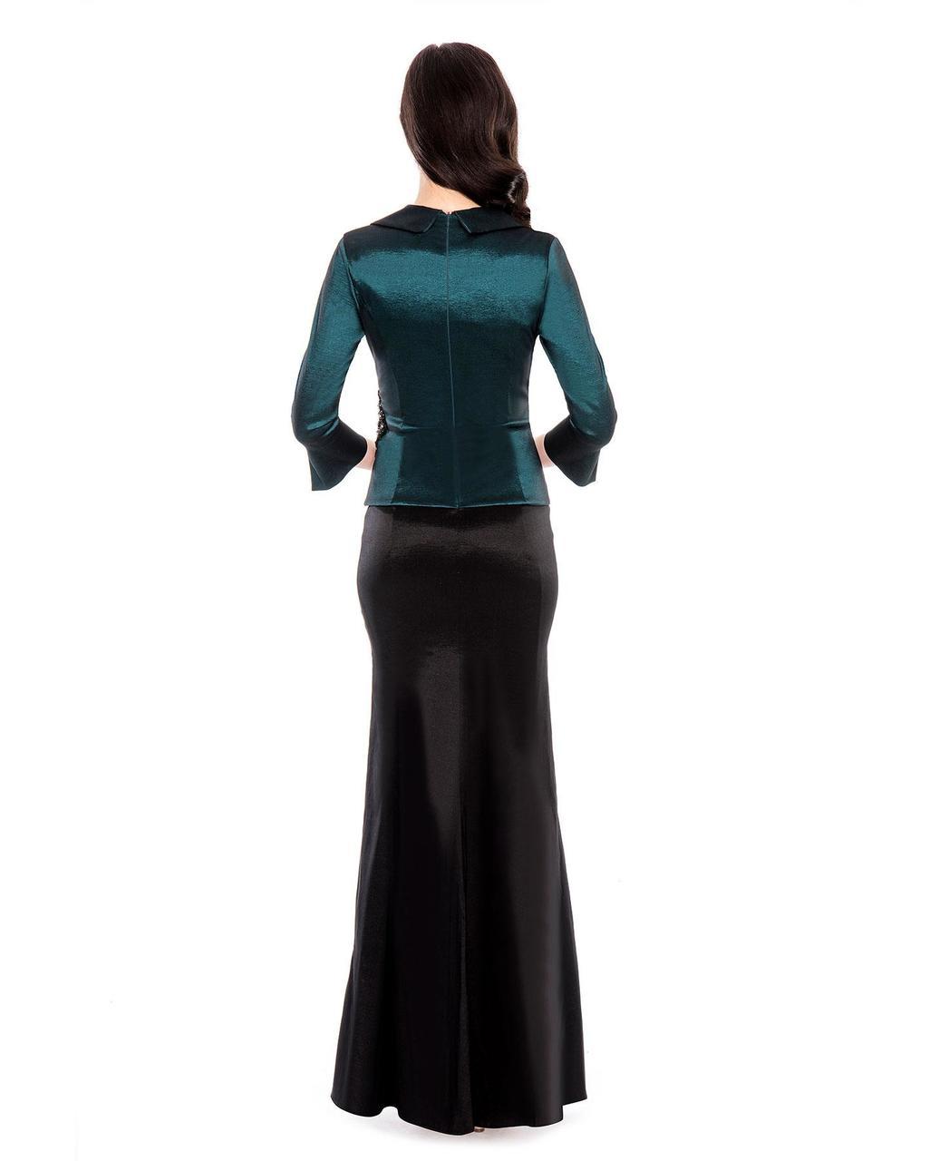 Decode 1.8 - V Neck Quarter Length Sleeves Long Dress 183781 in Green and Black