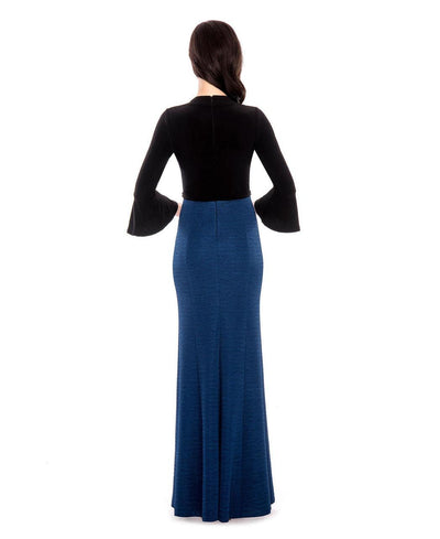 Decode 1.8 - V Neck Quarter Length Long Dress 183812 in Black and Blue