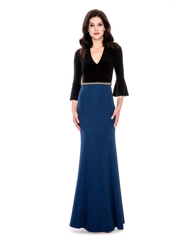 Decode 1.8 - V Neck Quarter Length Long Dress 183812 in Black and Blue