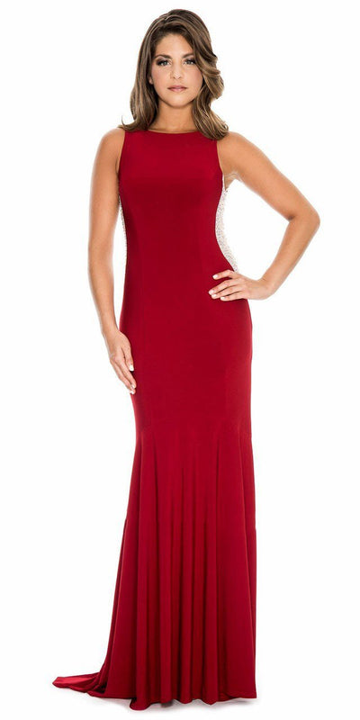 Decode 1.8 - 183874 Side Embellished Bateau Fitted Dress in Red