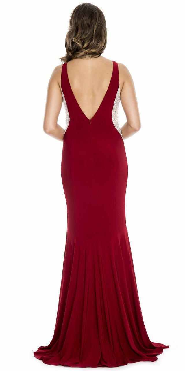 Decode 1.8 - 183874 Side Embellished Bateau Fitted Dress in Red