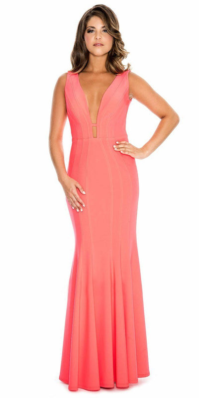 Decode 1.8 - 183910 Plunging V-neck Jersey Sheath Dress in Pink