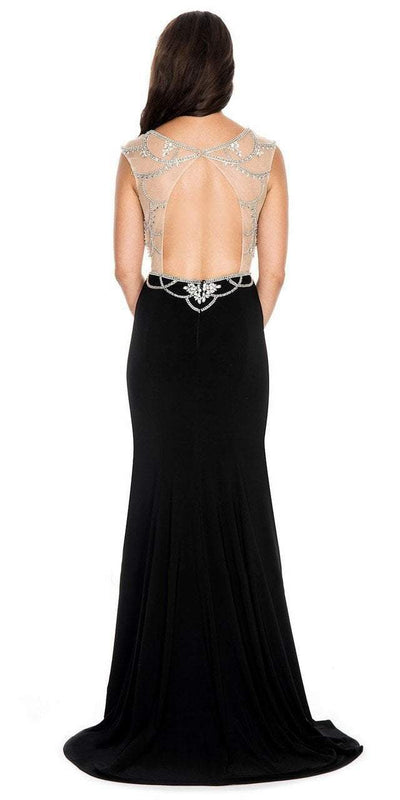 Decode 1.8 - 184060 Dazzling Illusion Cage Embellished Evening Dress in Black and Neutral