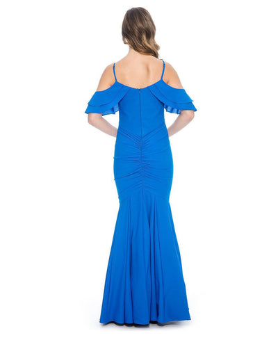 Decode 1.8 - 184081 Strappy Cold Shoulder Mermaid Dress in Blue
