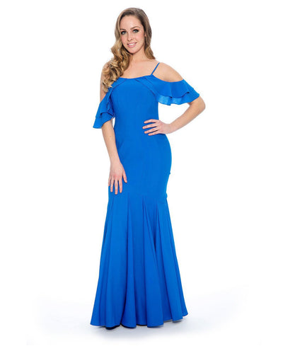 Decode 1.8 - 184081 Strappy Cold Shoulder Mermaid Dress in Blue