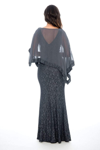Decode 1.8 - 184212 Sheer Cape Embroidered Evening Dress in Gray
