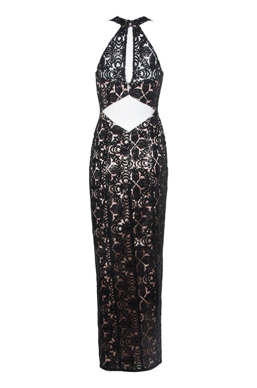 Decode 1.8 - 184400 Sequined Halter Dress with Back Cutouts In Black and Pink