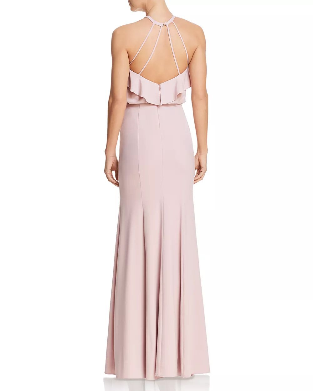 Decode 1.8 - 184609 Tiered Flounce Long Halter Dress In Pink