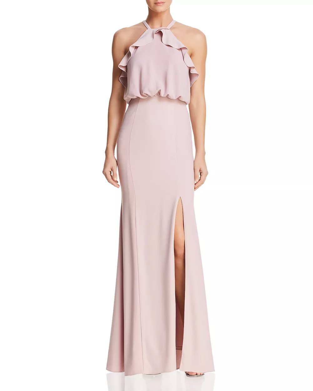 Decode 1.8 - 184609 Tiered Flounce Long Halter Dress In Pink