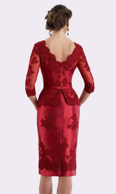 Feriani Couture - 18640 Sheer Neckline and Sleeved Lace Applique Sheath Dress - 1 pc Royal In Size 14 Available CCSALE 14 / Royal