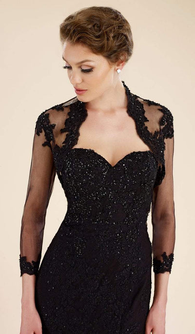 Rina Di Montella - RD1911 Lace Trumpet Gown with Sheer Bolero Jacket in Black
