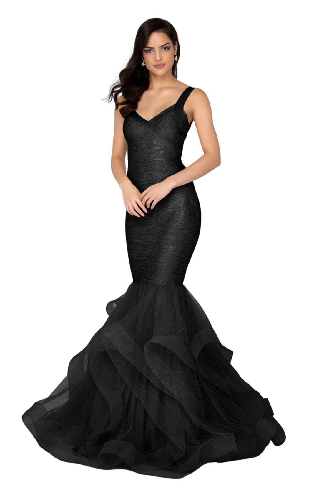 Terani Couture - 1911P8640SC Sleeveless Glittery Mermaid Tulle Dress