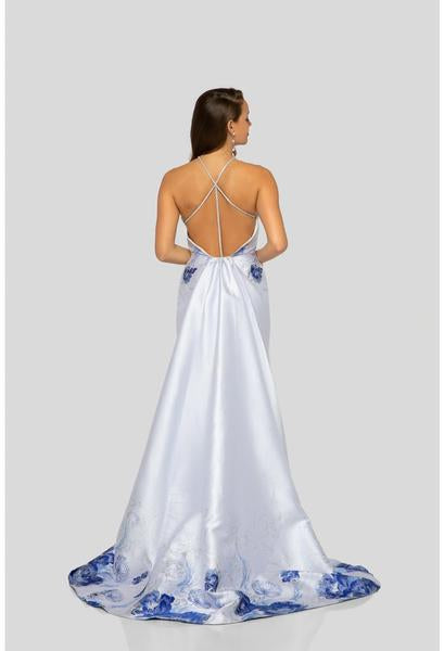 Terani Couture - Printed Sleeveless Dress With Train 1911P8185SC