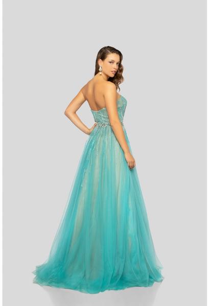 Terani Couture - 1912P8557 Crystal Beaded Tulle Ballgown In Green