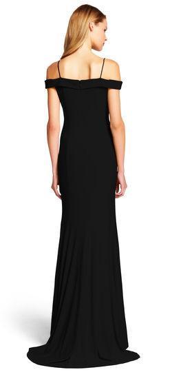 Adrianna Papell - 191916940 Off-Shoulder Empire Pleated Dress in Black