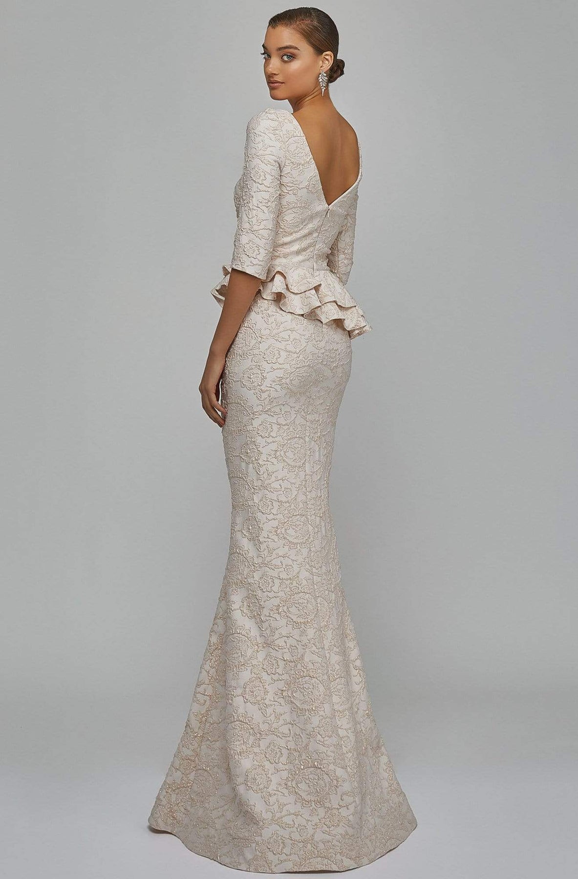 Terani Couture - 1921M0729 Ruffled Peplum V Back Trumpet Gown Evening Dresses