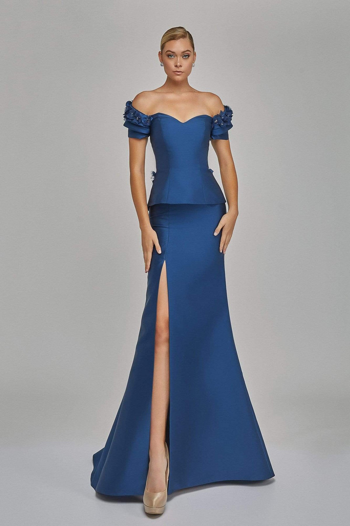 Terani Couture - 1921M0745 Ruffled Sweetheart Mermaid Dress Mother of the Bride Dresses 0 / Navy
