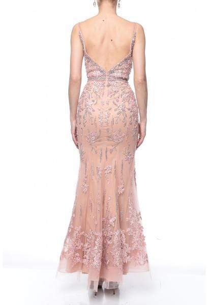 Terani Couture - 1922GL0681SC Scoop Back Bedazzled Sheath Gown